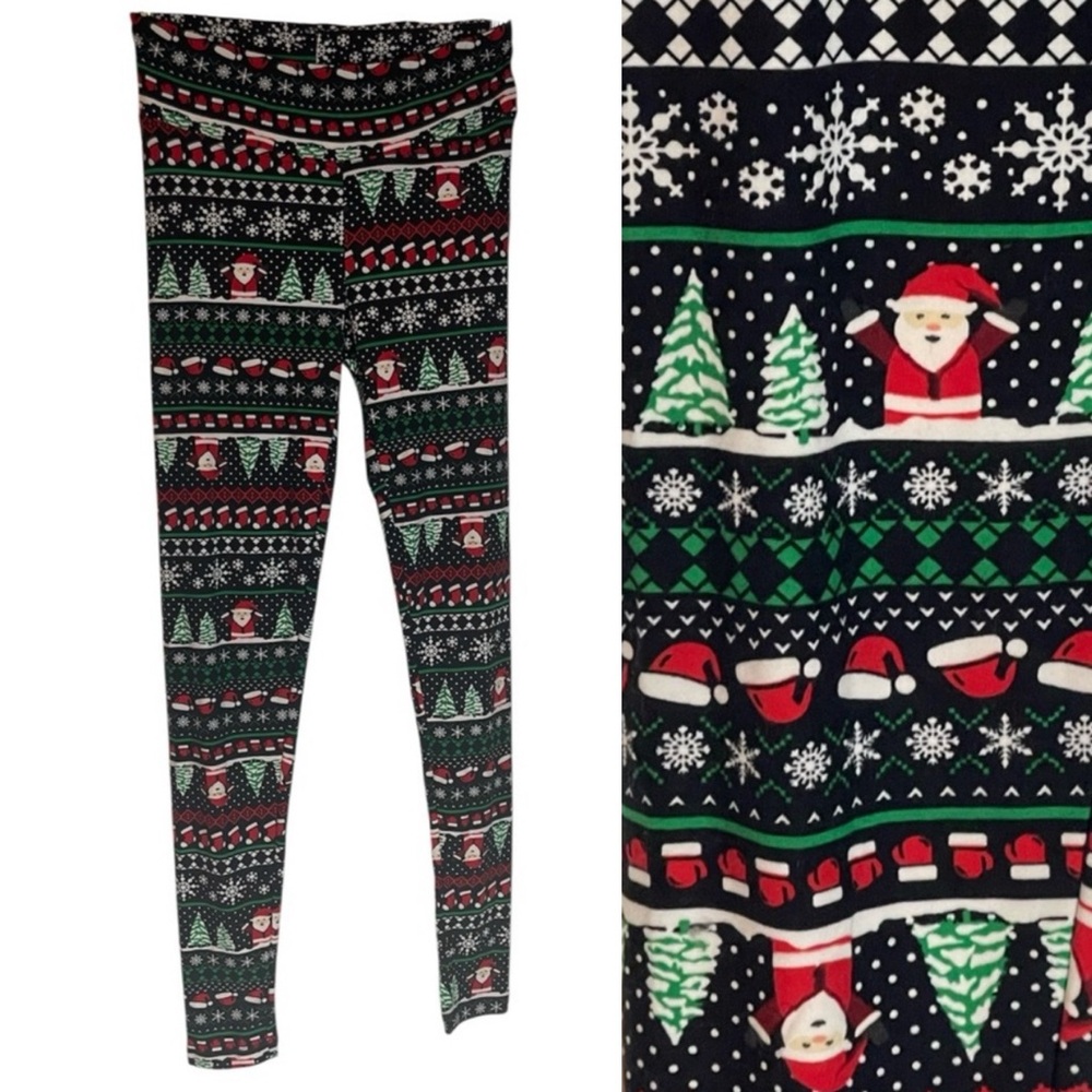 NWT: PLANET GOLD Festive Christmas Leggings - Green and Red Holiday Size Medium